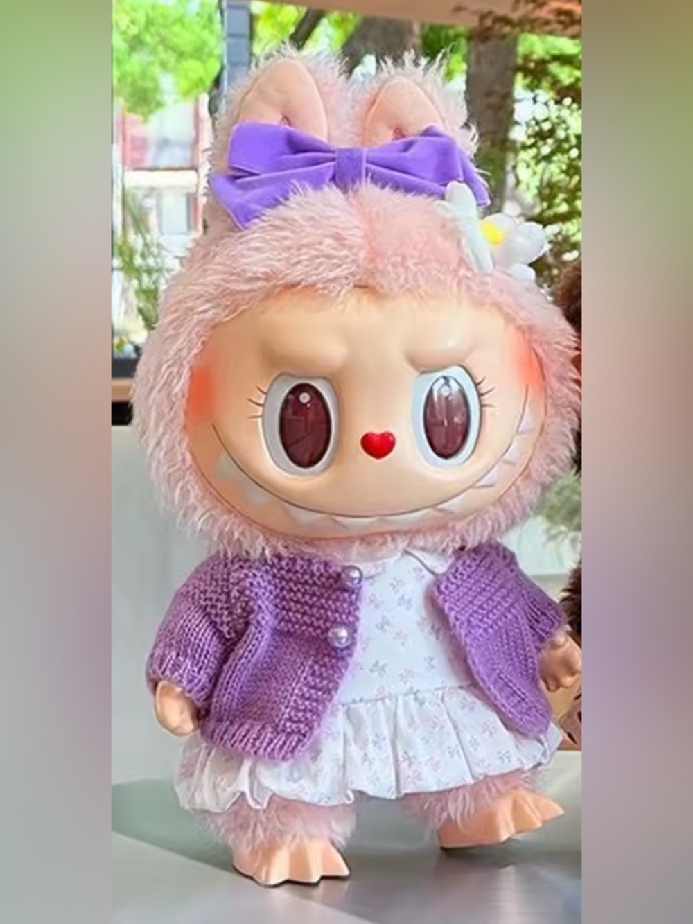 Labubu outfit Purple Bow , dress & Cardigan